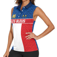 Custom France World Football Legacy Women Sleeveless Polo Shirt 2 Times History Champions - Wonder Print Shop