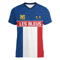 Custom France World Football Legacy Women V-Neck T-Shirt 2 Times History Champions - Wonder Print Shop