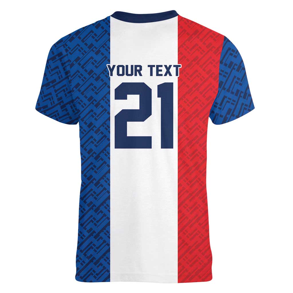 Custom France World Football Legacy Women V-Neck T-Shirt 2 Times History Champions - Wonder Print Shop