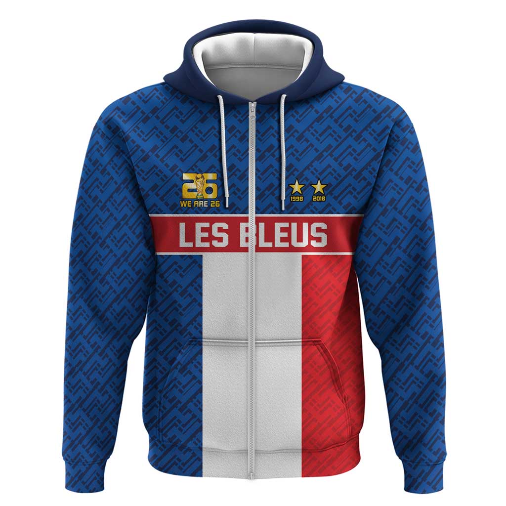 Custom France World Football Legacy Zip Hoodie 2 Times History Champions - Wonder Print Shop