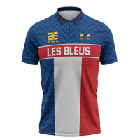Custom France World Football Legacy Zipper Polo Shirt 2 Times History Champions - Wonder Print Shop