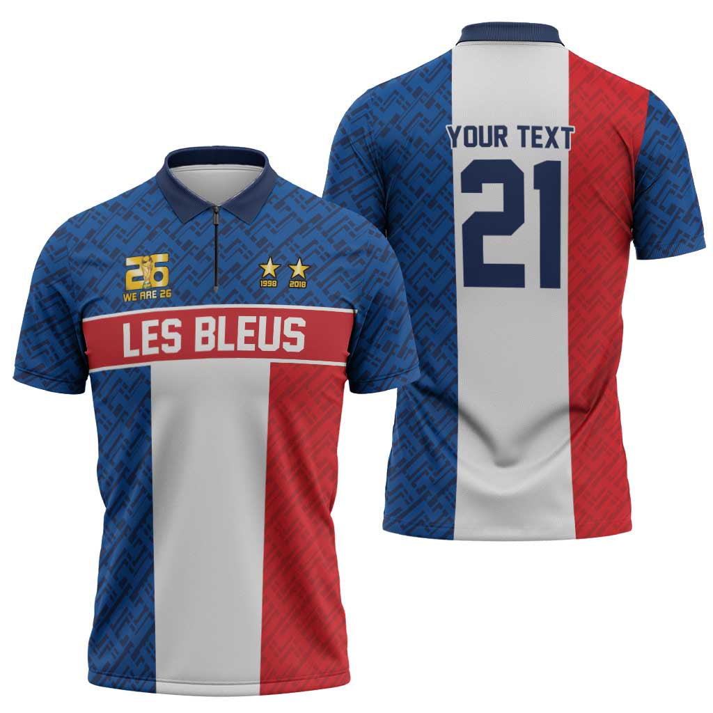 Custom France World Football Legacy Zipper Polo Shirt 2 Times History Champions - Wonder Print Shop