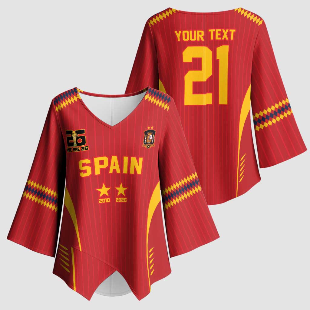 Custom Spain WC26 Future Champions Kimono Sleeve Blouse Tiki Taka Football Era - Wonder Print Shop