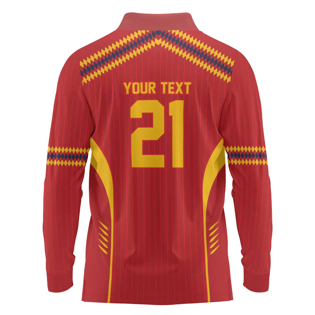 Custom Spain WC26 Future Champions Long Sleeve Polo Shirt Tiki Taka Football Era - Wonder Print Shop