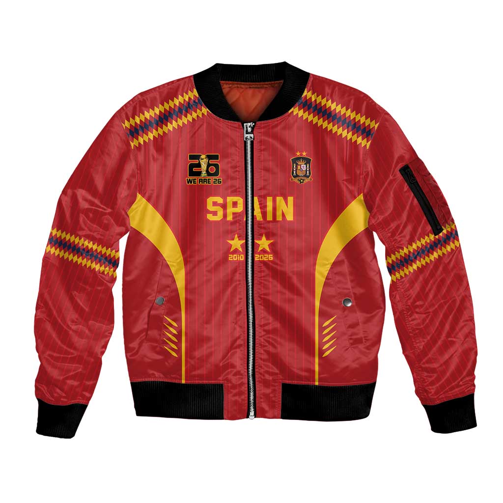 Custom Spain WC26 Future Champions Sleeve Zip Bomber Jacket Tiki Taka Football Era - Wonder Print Shop