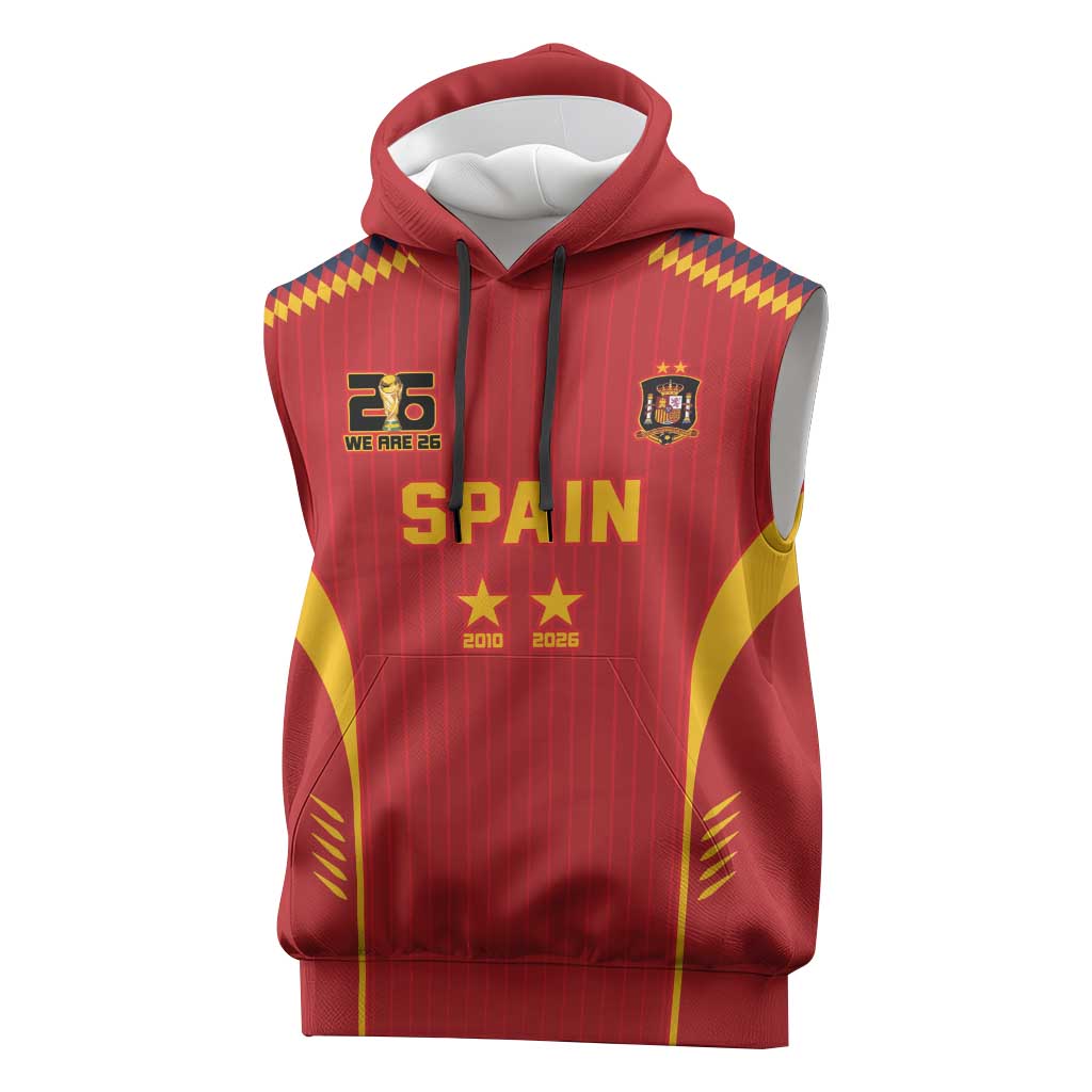 Custom Spain WC26 Future Champions Sleeveless Hoodie Tiki Taka Football Era - Wonder Print Shop
