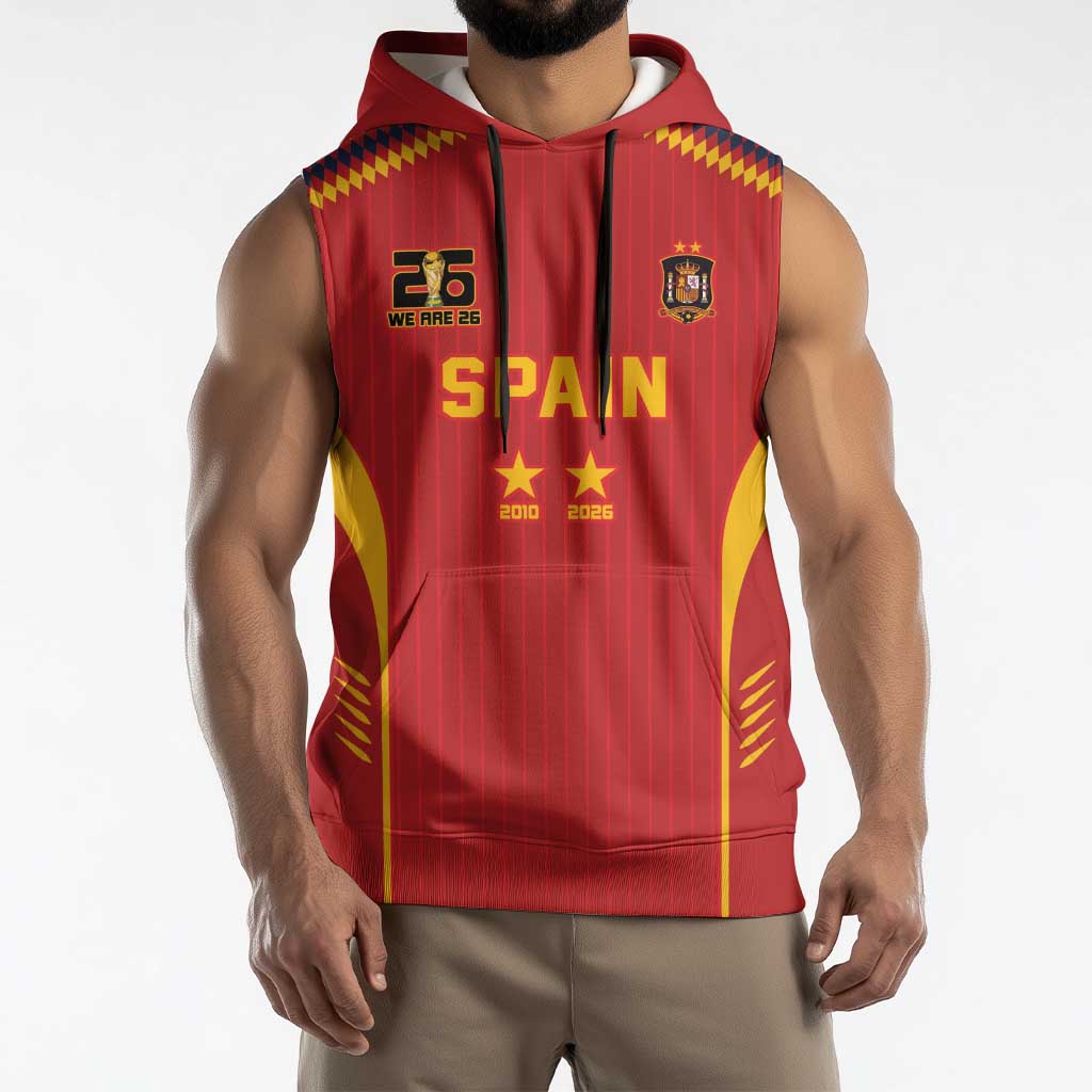Custom Spain WC26 Future Champions Sleeveless Hoodie Tiki Taka Football Era - Wonder Print Shop