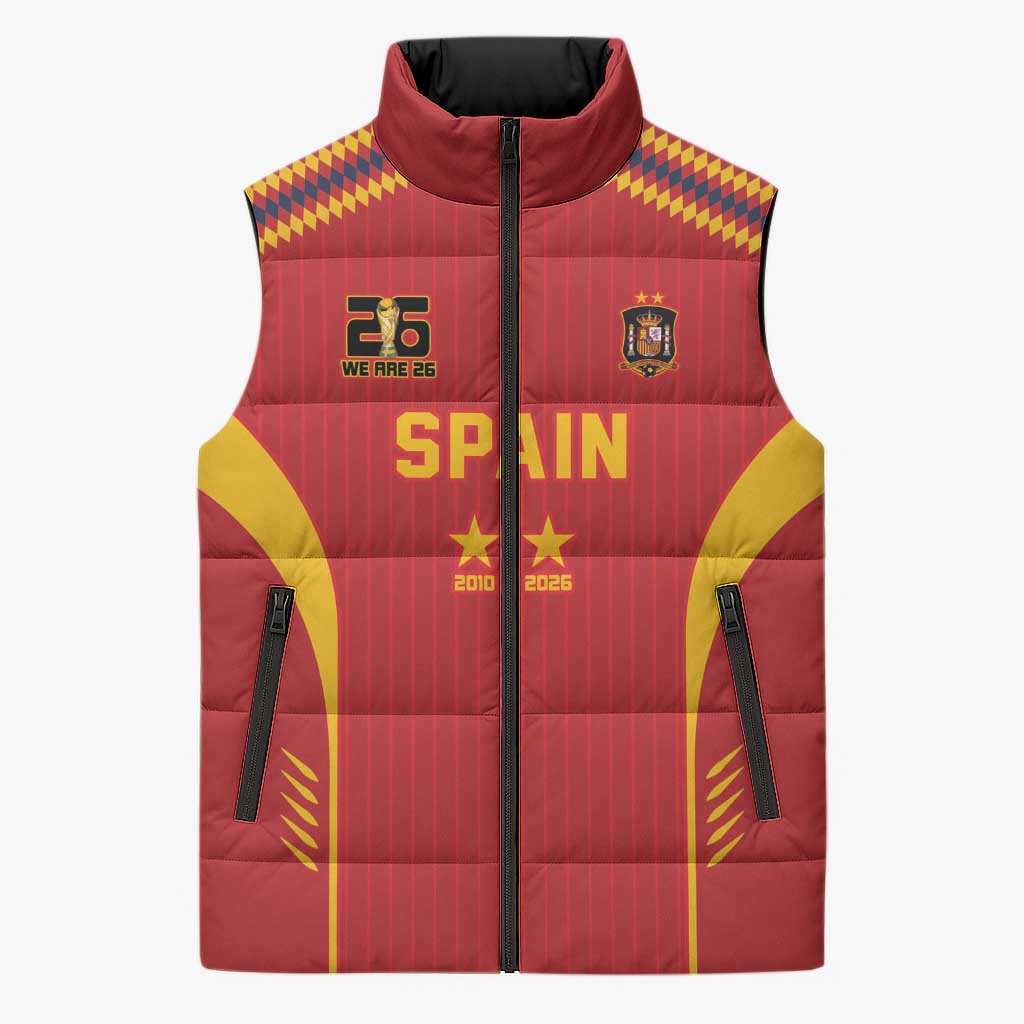 Custom Spain WC26 Future Champions Sleeveless Puffer Jacket Tiki Taka Football Era - Wonder Print Shop
