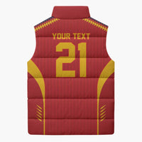 Custom Spain WC26 Future Champions Sleeveless Puffer Jacket Tiki Taka Football Era - Wonder Print Shop