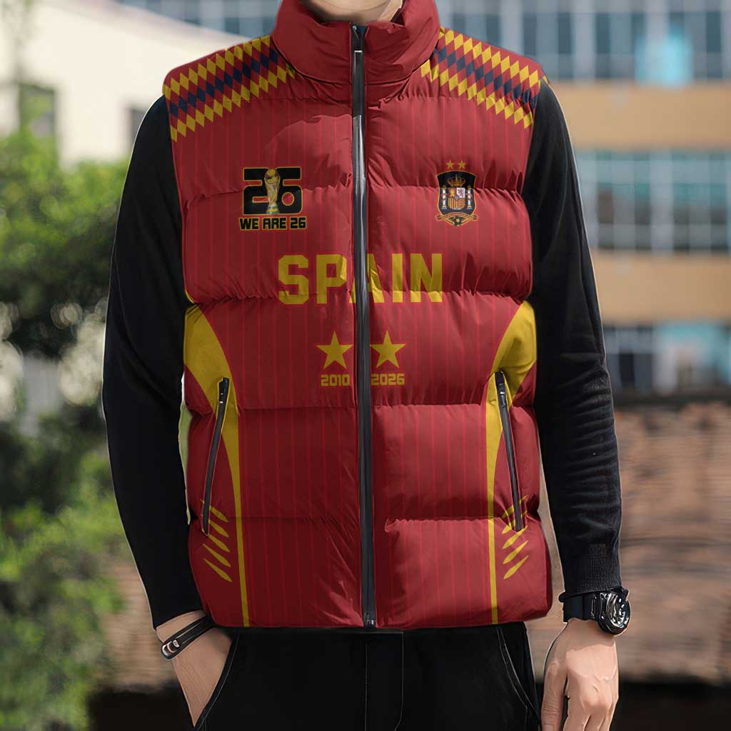 Custom Spain WC26 Future Champions Sleeveless Puffer Jacket Tiki Taka Football Era - Wonder Print Shop