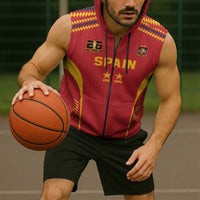 Custom Spain WC26 Future Champions Sleeveless Zip Hoodie Tiki Taka Football Era - Wonder Print Shop