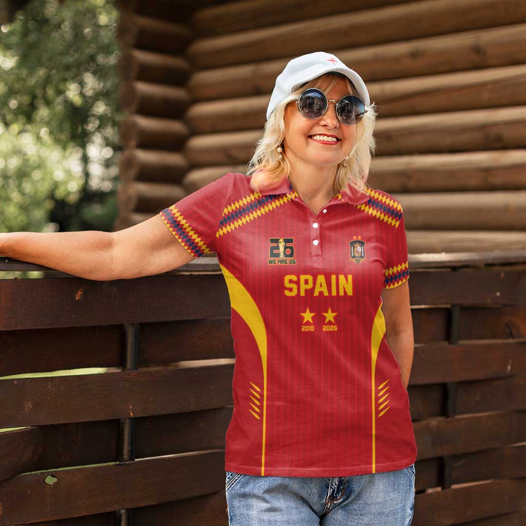 Custom Spain WC26 Future Champions Women Polo Shirt Tiki Taka Football Era - Wonder Print Shop