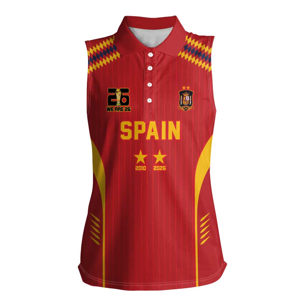Custom Spain WC26 Future Champions Women Sleeveless Polo Shirt Tiki Taka Football Era - Wonder Print Shop