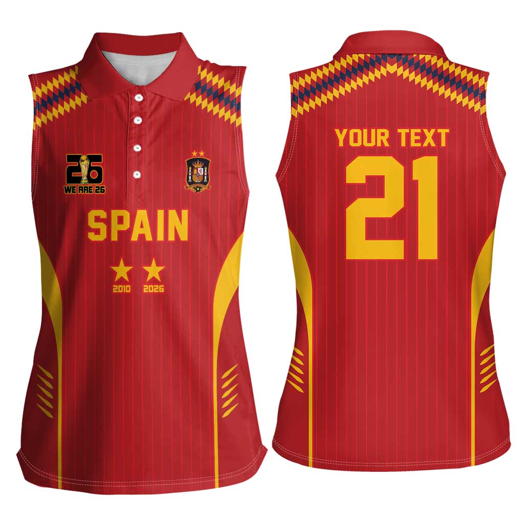 Custom Spain WC26 Future Champions Women Sleeveless Polo Shirt Tiki Taka Football Era - Wonder Print Shop