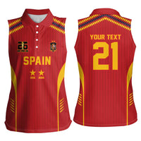 Custom Spain WC26 Future Champions Women Sleeveless Polo Shirt Tiki Taka Football Era - Wonder Print Shop