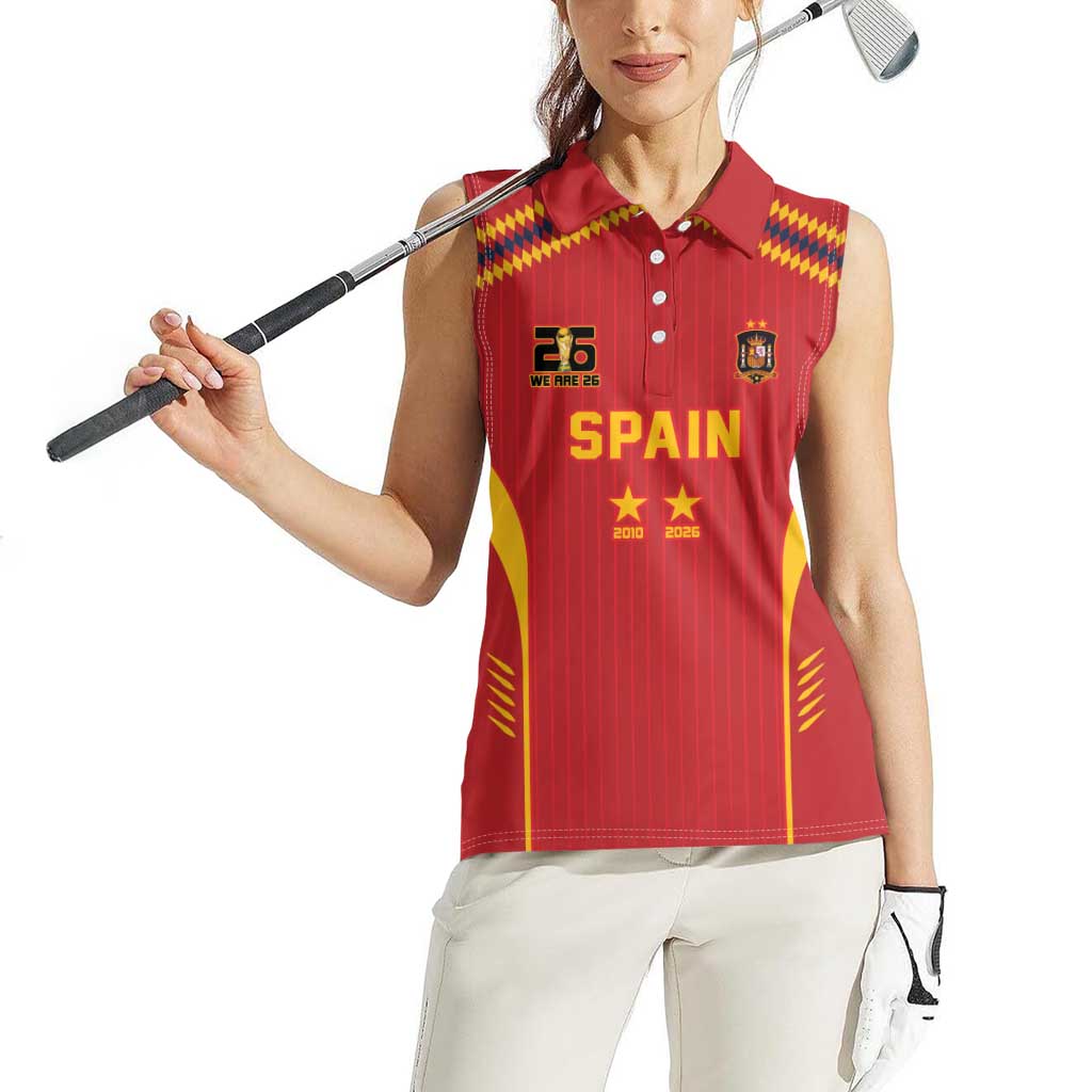 Custom Spain WC26 Future Champions Women Sleeveless Polo Shirt Tiki Taka Football Era - Wonder Print Shop