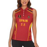 Custom Spain WC26 Future Champions Women Sleeveless Polo Shirt Tiki Taka Football Era - Wonder Print Shop