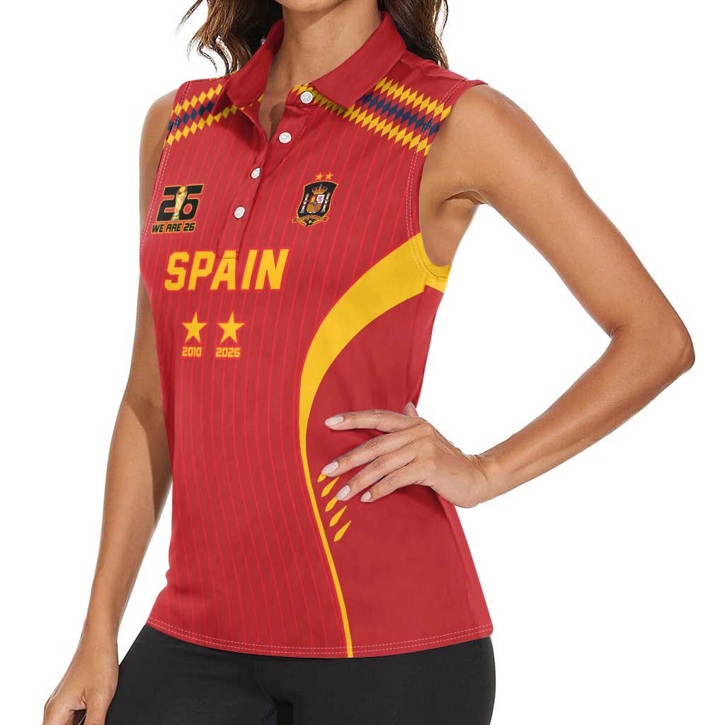 Custom Spain WC26 Future Champions Women Sleeveless Polo Shirt Tiki Taka Football Era - Wonder Print Shop