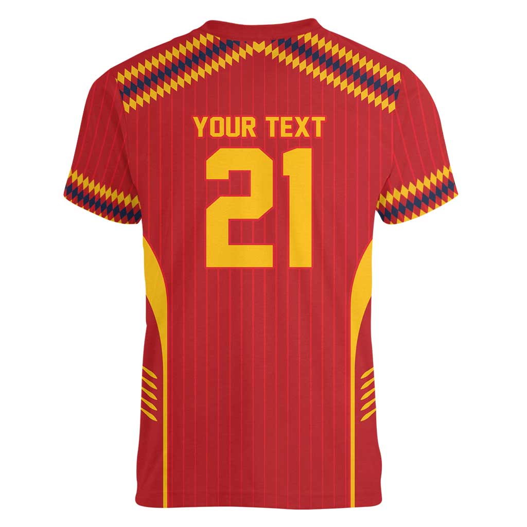 Custom Spain WC26 Future Champions Women V-Neck T-Shirt Tiki Taka Football Era - Wonder Print Shop