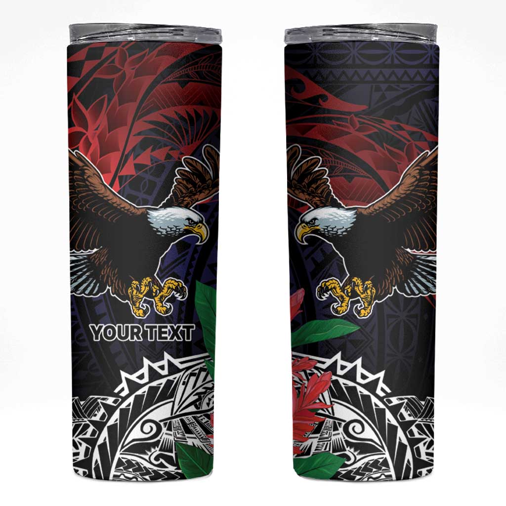 American Samoa Bald Eagle Personalized Skinny Tumbler Samoa Muamua Le Atua