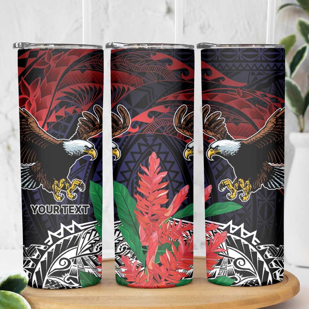 American Samoa Bald Eagle Personalized Skinny Tumbler Samoa Muamua Le Atua