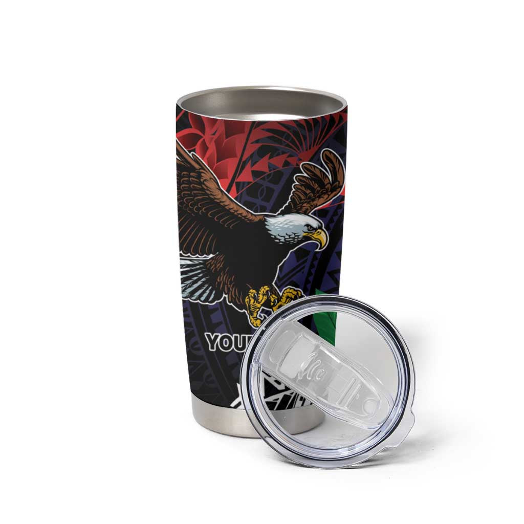 American Samoa Bald Eagle Personalized Tumbler Cup Samoa Muamua Le Atua