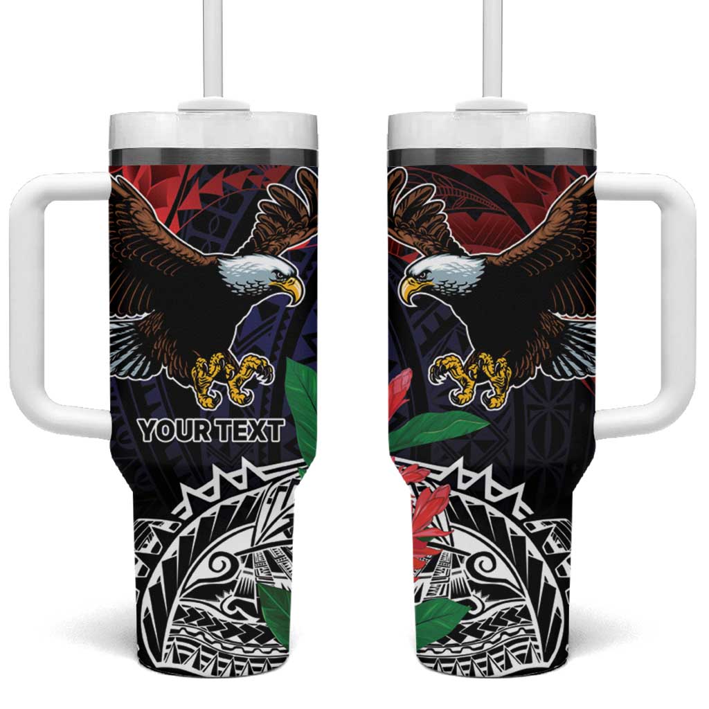 American Samoa Bald Eagle Personalized Tumbler With Handle Samoa Muamua Le Atua