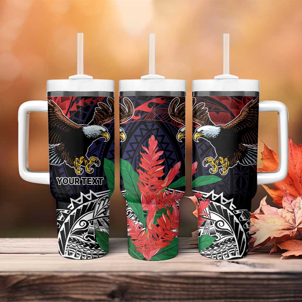 American Samoa Bald Eagle Personalized Tumbler With Handle Samoa Muamua Le Atua