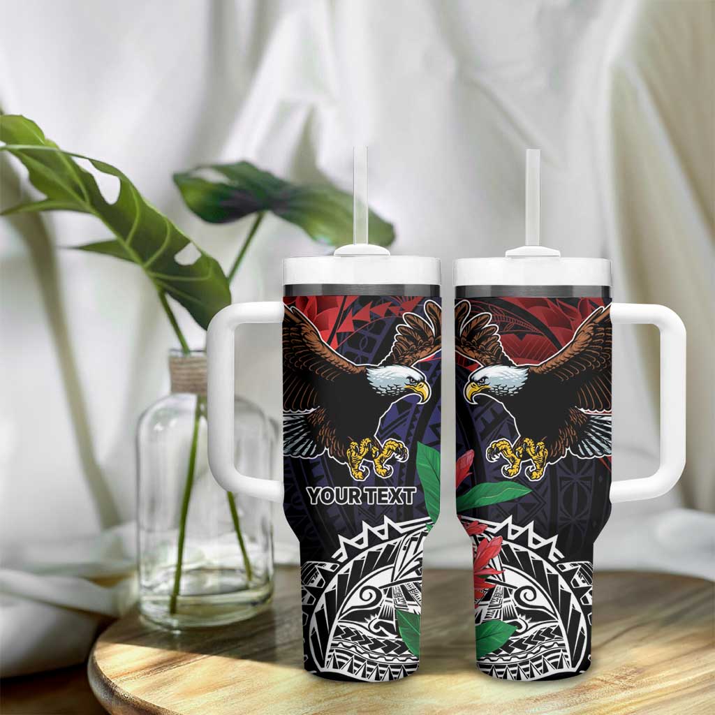 American Samoa Bald Eagle Personalized Tumbler With Handle Samoa Muamua Le Atua
