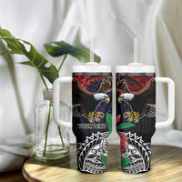 American Samoa Bald Eagle Personalized Tumbler With Handle Samoa Muamua Le Atua
