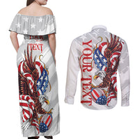 Personalized United States Rugby Couples Matching Off Shoulder Maxi Dress and Long Sleeve Button Shirt American Bald Eagle LT9 - Wonder Print Shop