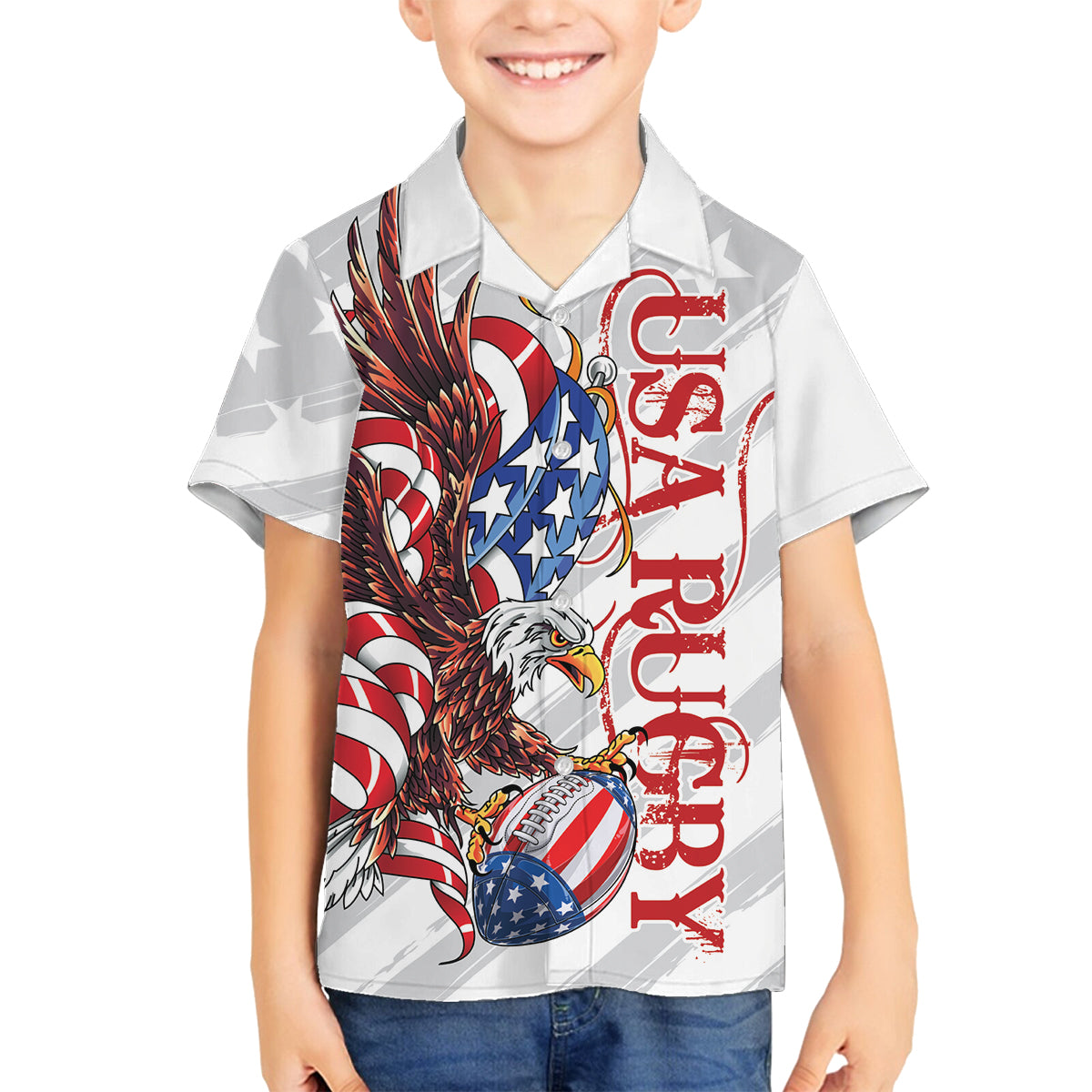 Personalized United States Rugby Family Matching Off Shoulder Short Dress and Hawaiian Shirt American Bald Eagle LT9 - Wonder Print Shop