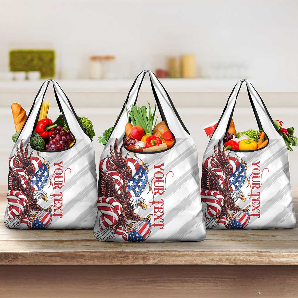 Personalized United States Rugby Grocery Bag American Bald Eagle