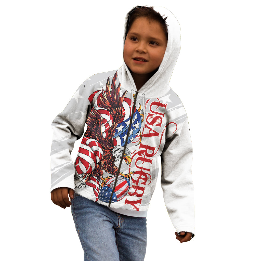 Personalized United States Rugby Kid Hoodie American Bald Eagle - Wonder Print Shop