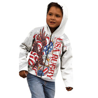 Personalized United States Rugby Kid Hoodie American Bald Eagle - Wonder Print Shop