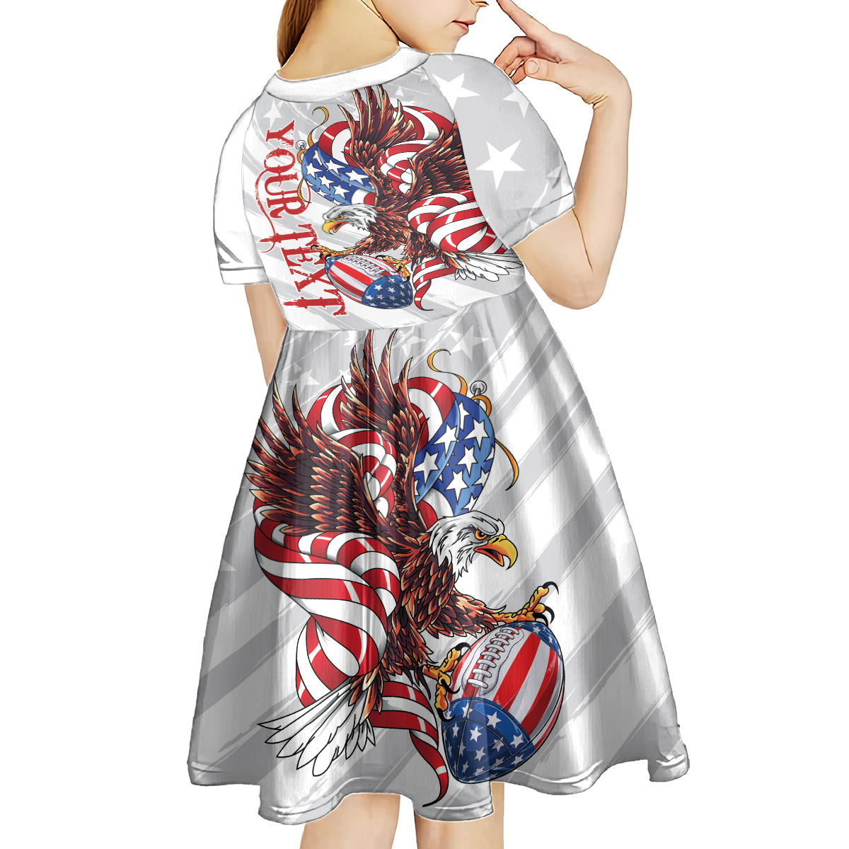 Personalized United States Rugby Kid Short Sleeve Dress American Bald Eagle - Wonder Print Shop