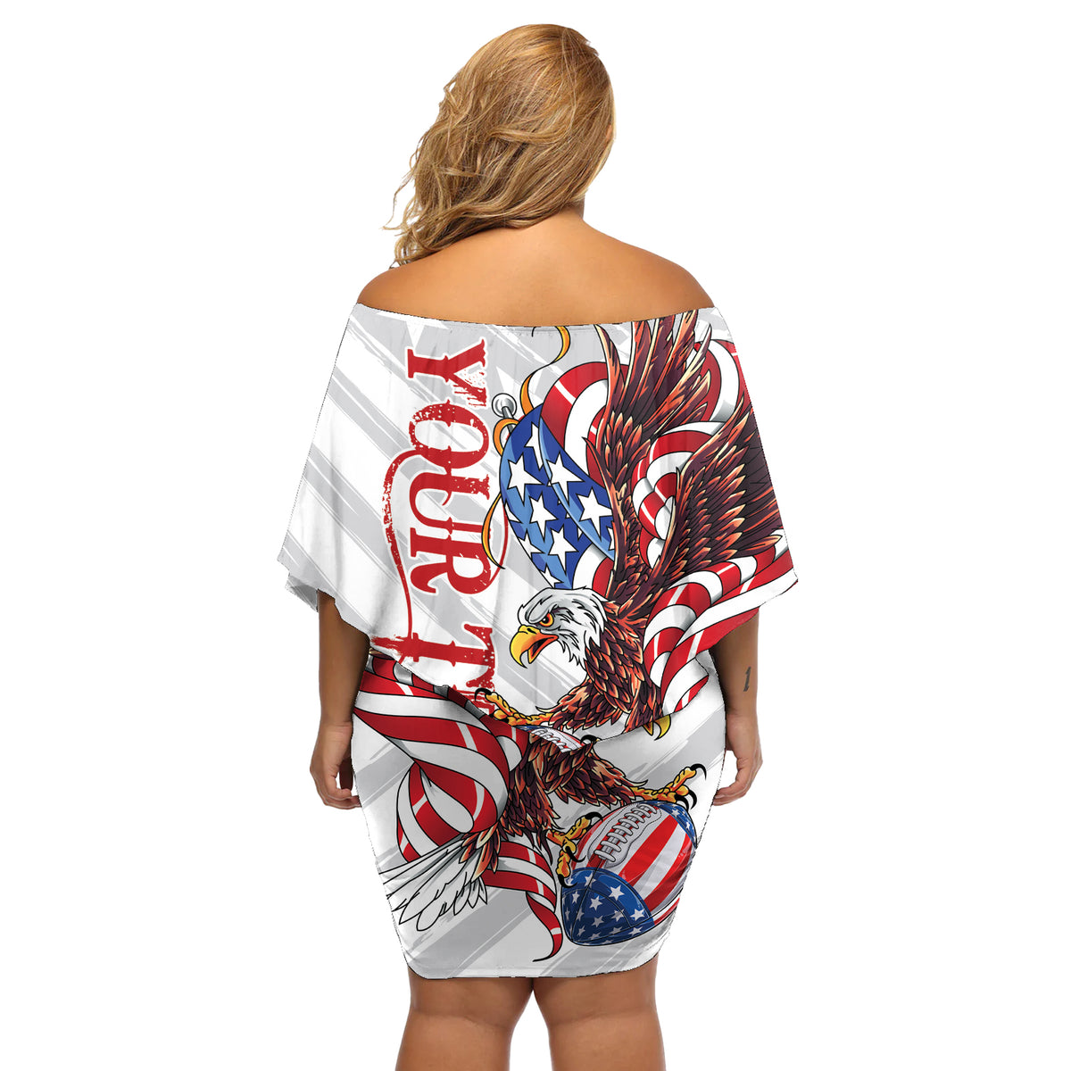 Personalized United States Rugby Off Shoulder Short Dress American Bald Eagle - Wonder Print Shop