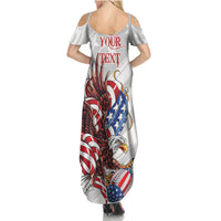 Personalized United States Rugby Summer Maxi Dress American Bald Eagle - Wonder Print Shop
