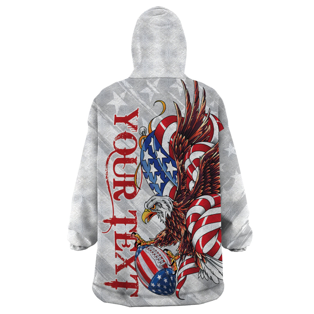 Personalized United States Rugby Wearable Blanket Hoodie American Bald Eagle - Wonder Print Shop