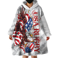 Personalized United States Rugby Wearable Blanket Hoodie American Bald Eagle - Wonder Print Shop