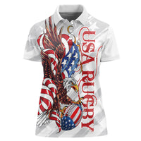 Personalized United States Rugby Women Polo Shirt American Bald Eagle - Wonder Print Shop