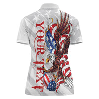 Personalized United States Rugby Women Polo Shirt American Bald Eagle - Wonder Print Shop