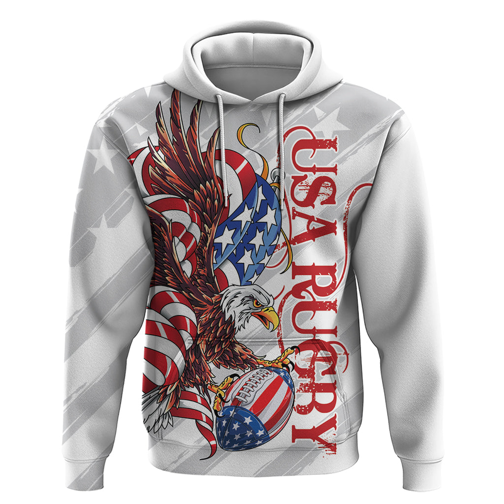 Personalized United States Rugby Zip Hoodie American Bald Eagle - Wonder Print Shop