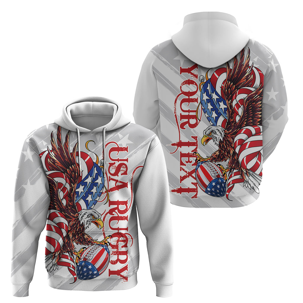 Personalized United States Rugby Zip Hoodie American Bald Eagle - Wonder Print Shop