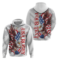 Personalized United States Rugby Zip Hoodie American Bald Eagle - Wonder Print Shop