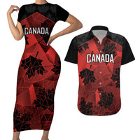 Custom Canada Rugby Couples Matching Short Sleeve Bodycon Dress and Hawaiian Shirt Maple Leaf With Sporty Style LT9 - Wonder Print Shop