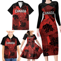 Custom Canada Rugby Family Matching Long Sleeve Bodycon Dress and Hawaiian Shirt Maple Leaf With Sporty Style LT9 - Wonder Print Shop