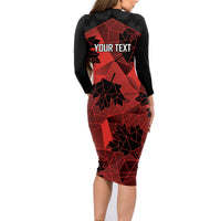 Custom Canada Rugby Family Matching Long Sleeve Bodycon Dress and Hawaiian Shirt Maple Leaf With Sporty Style LT9 - Wonder Print Shop
