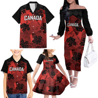 Custom Canada Rugby Family Matching Off The Shoulder Long Sleeve Dress and Hawaiian Shirt Maple Leaf With Sporty Style - Wonder Print Shop