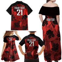 Custom Canada Rugby Family Matching Off Shoulder Maxi Dress and Hawaiian Shirt Maple Leaf With Sporty Style LT9 - Wonder Print Shop